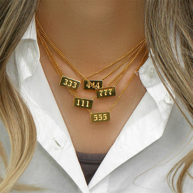 Wholesale Titanium Steel Creative 1 To 9 Golden Angel Number Necklace